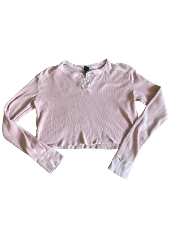 wild fable Tops - Wild Fable Womens Waffle Knit Cropped Thermal Shirt-Pink-Size M-GUC